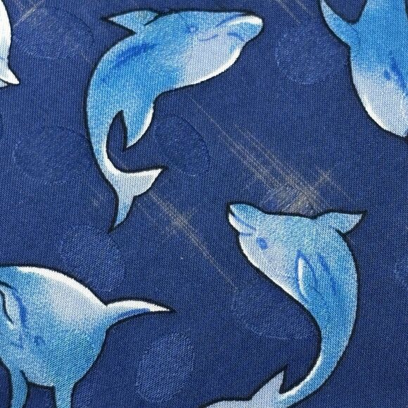ADDICTION MENS 100% SILK TIE 4 X 59 BLUE WITH DOLPHINS MIAMI OCEAN MARINE - Picture 2 of 6